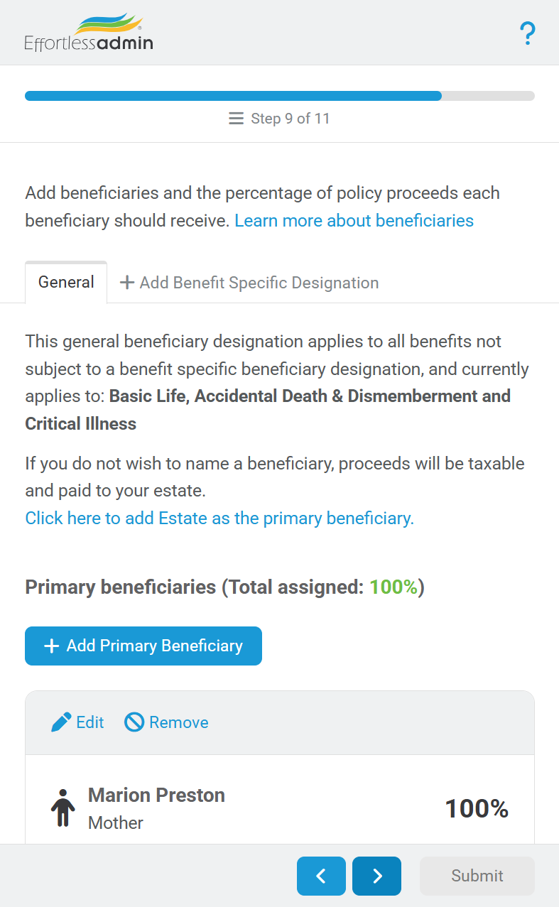Employee enrollment screen 5 of 9 on a phone